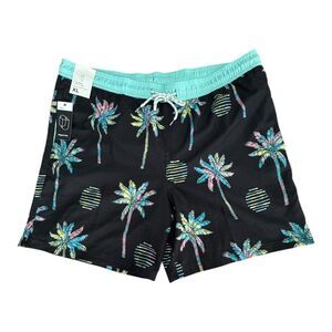 Original Use Swim Trunks Mens XL Black Doodle Palm 7 Inseam UPF 50+ Lined Shorts